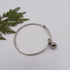 Silver Twist Bracelet with Jingle Bell
